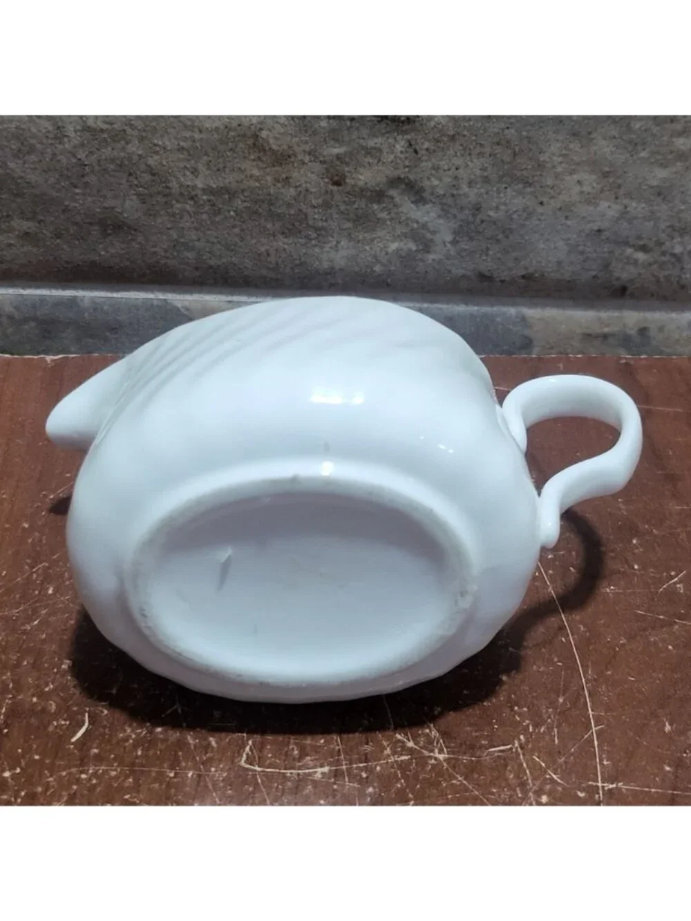 Vintage White Fife Mini Creamer Syrup Pitcher Distinctive Swirl Pattern